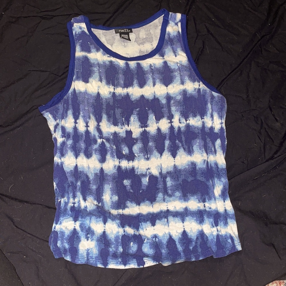 Rue 21 BLUE/WHITE tank top TYE DYE . Size s-medium
